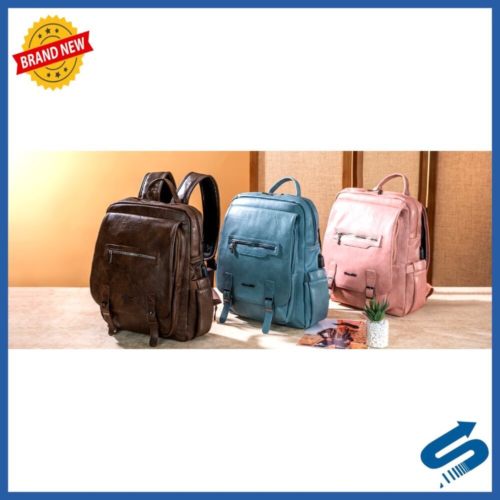 Vintage Style Laptop Backpack with USB Port Travel Daypack Work Purse - Picture 7 of 7